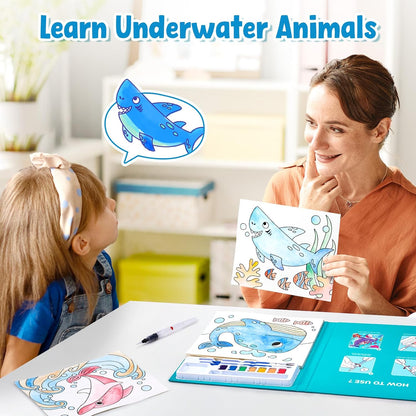 JoyCat Watercolour Colouring Book – Sea Creatures – Cyan