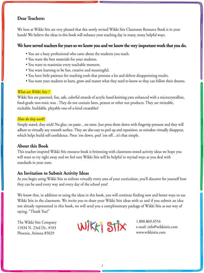 Wikki Stix Educational Resource Manual