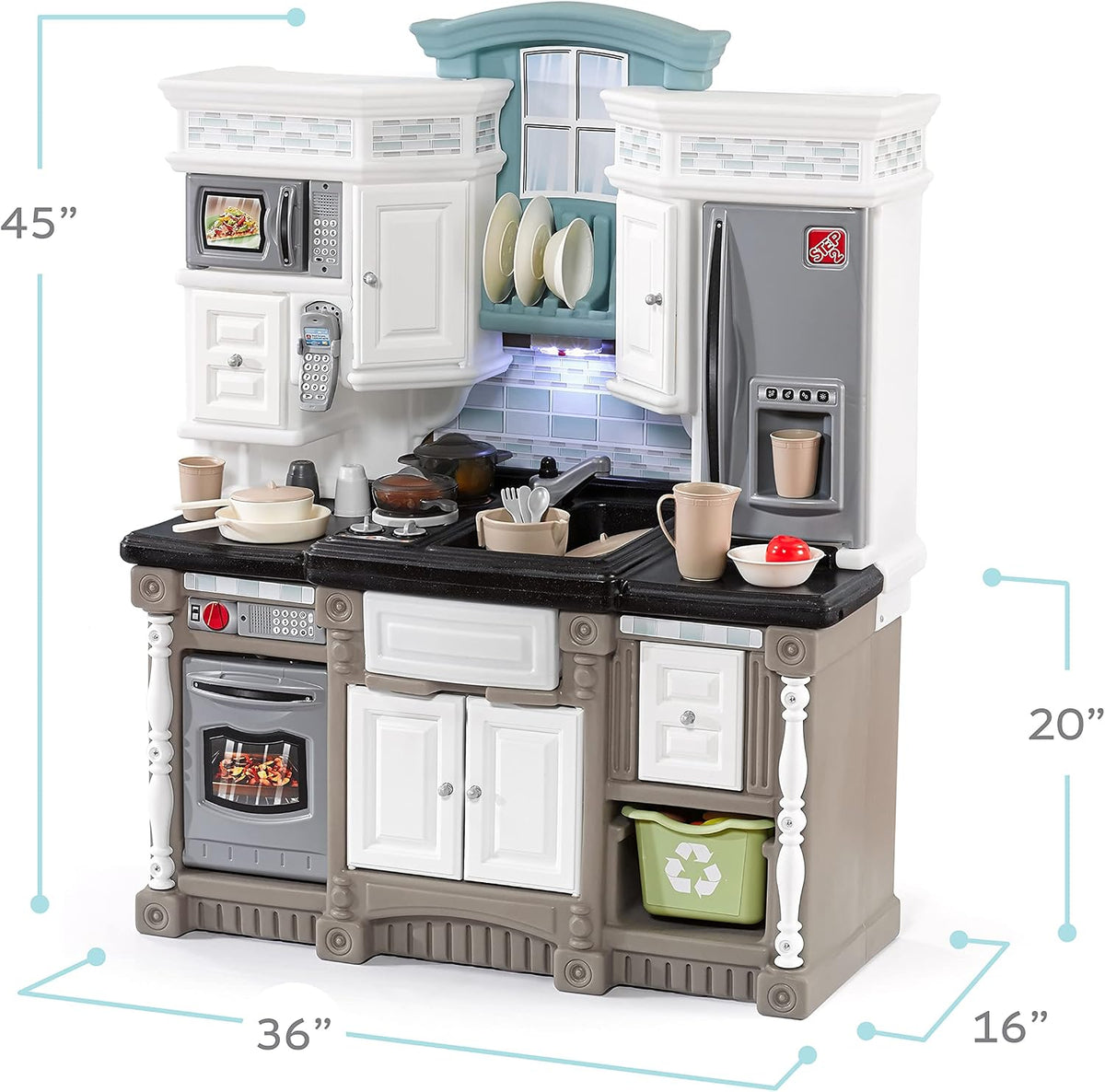 Step2 - Lifestyle Dream Kids Kitchen Playset - Gray - 37 Pieces.