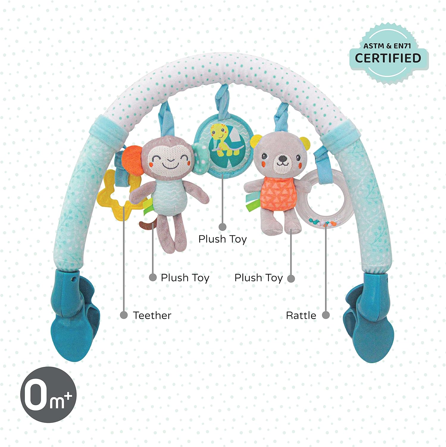 Moon Jungle Friends Activity Toy Bar, Hanging Toy, Play Arch Stroller Crib Pram Activity Bar, Plush Toy 0 M+