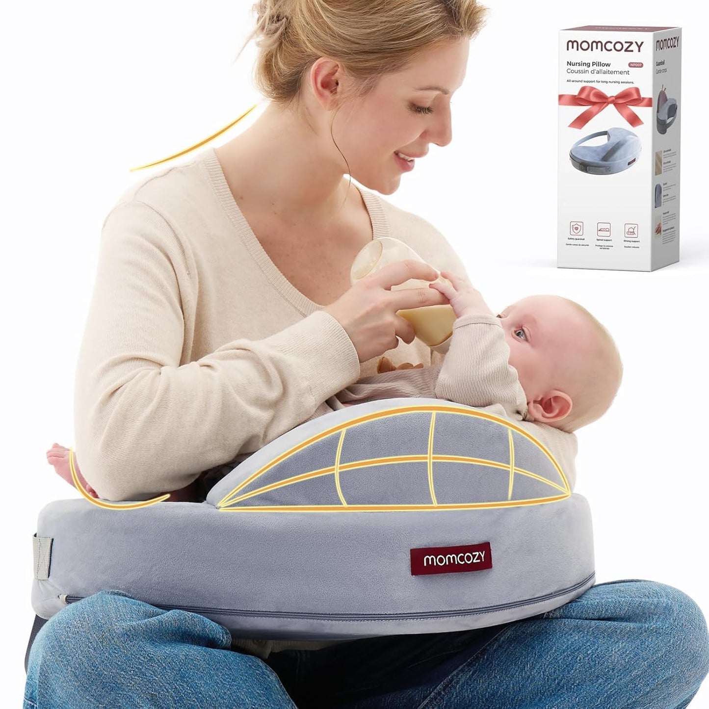 Momcozy Memory Foam Nursing Pillow (Grey)