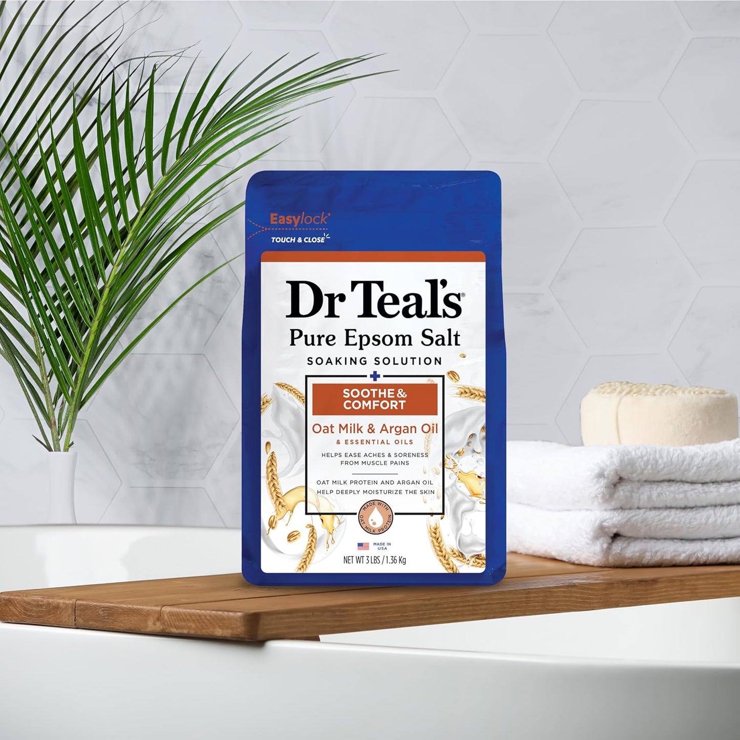 Dr. Teal's Epsom Salt Magnesium Soak, Soothe & Comfort with Oat Milk & Argan Oil (1.36kg) 