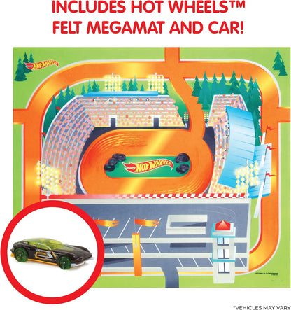 Hot Wheels - Felt Imaginmat Mega Racing Playmat with Toy Car & Stickers