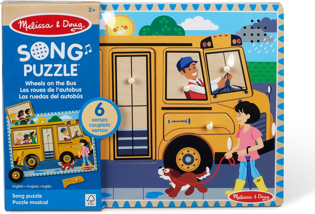 Melissa & Doug - The Wheels on the Bus Sound Puzzle - 6 Pcs - Multicolor