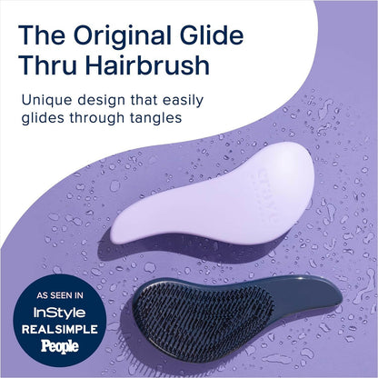 Glide Thru Detangling Brush for Kids & Adults - For Natural, Curly, Straight, Wet or Dry Hair, Purple