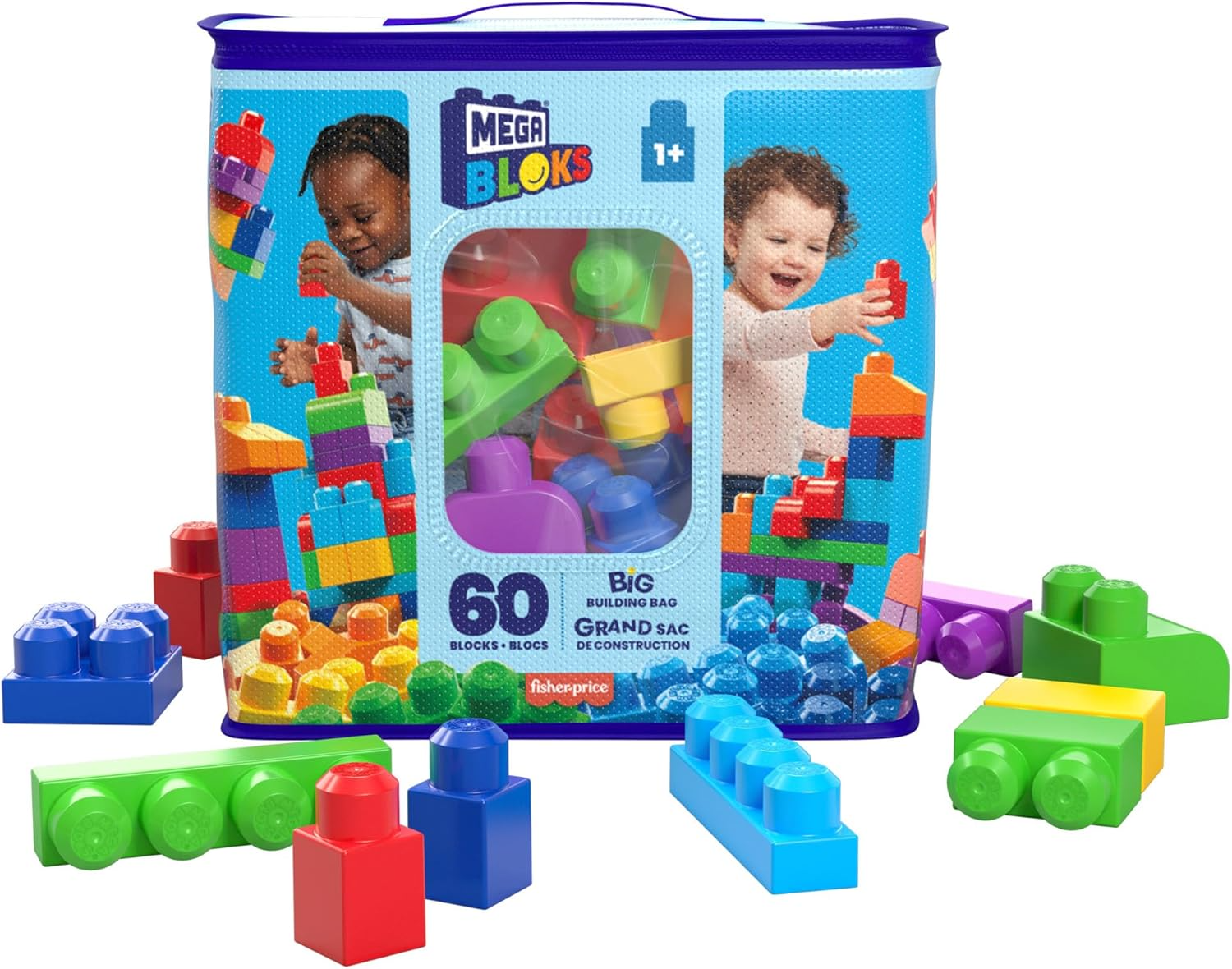 Mega Bloks Big Building Bag Building Set With 60 Big Building Blocks