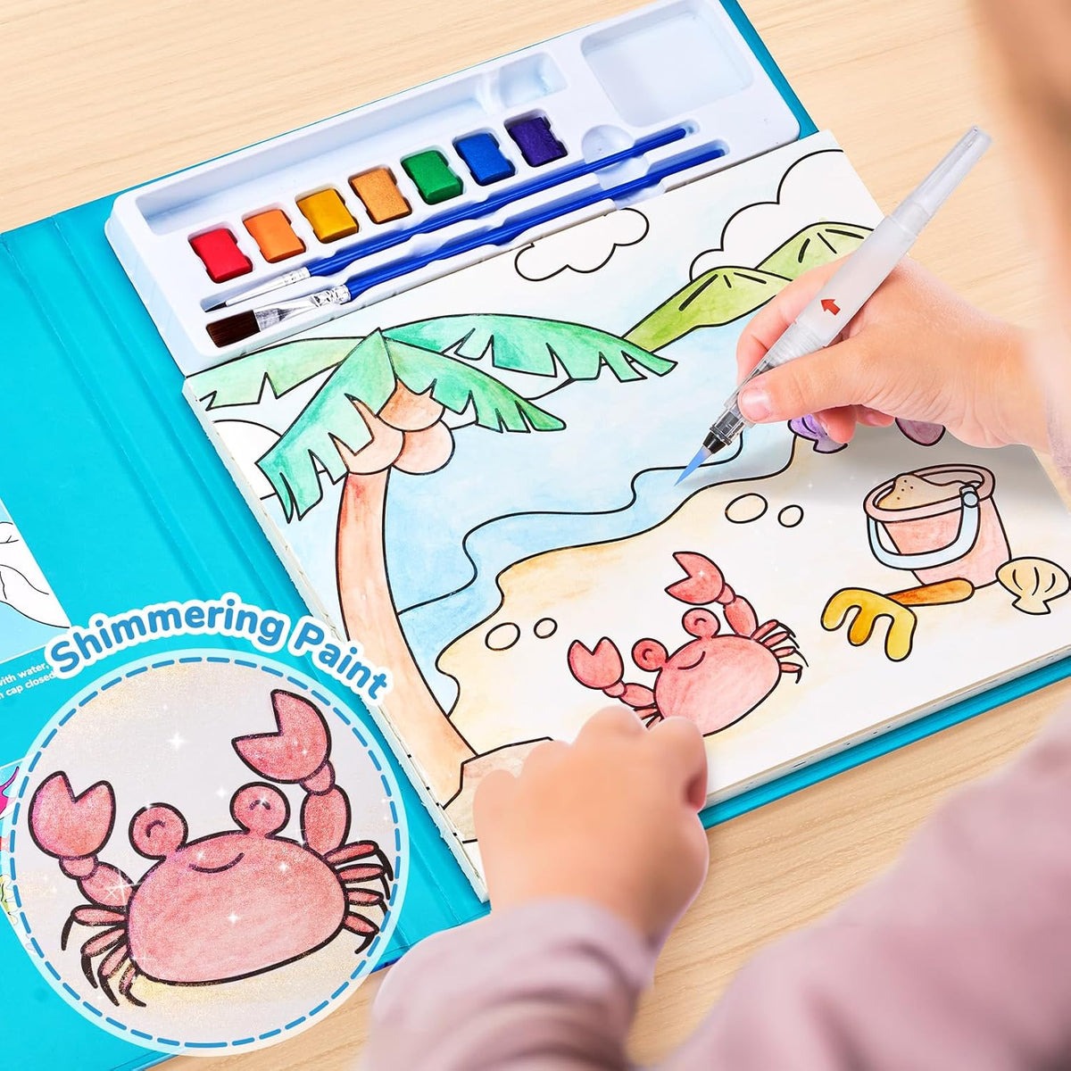 JoyCat Watercolour Colouring Book – Sea Creatures – Cyan