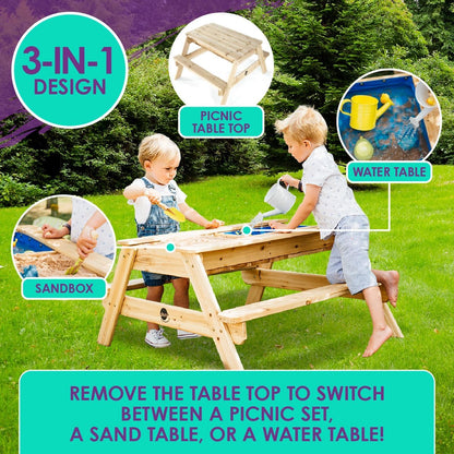 PLUM - Surfside Wooden Sand & Water Picnic Table - Natural