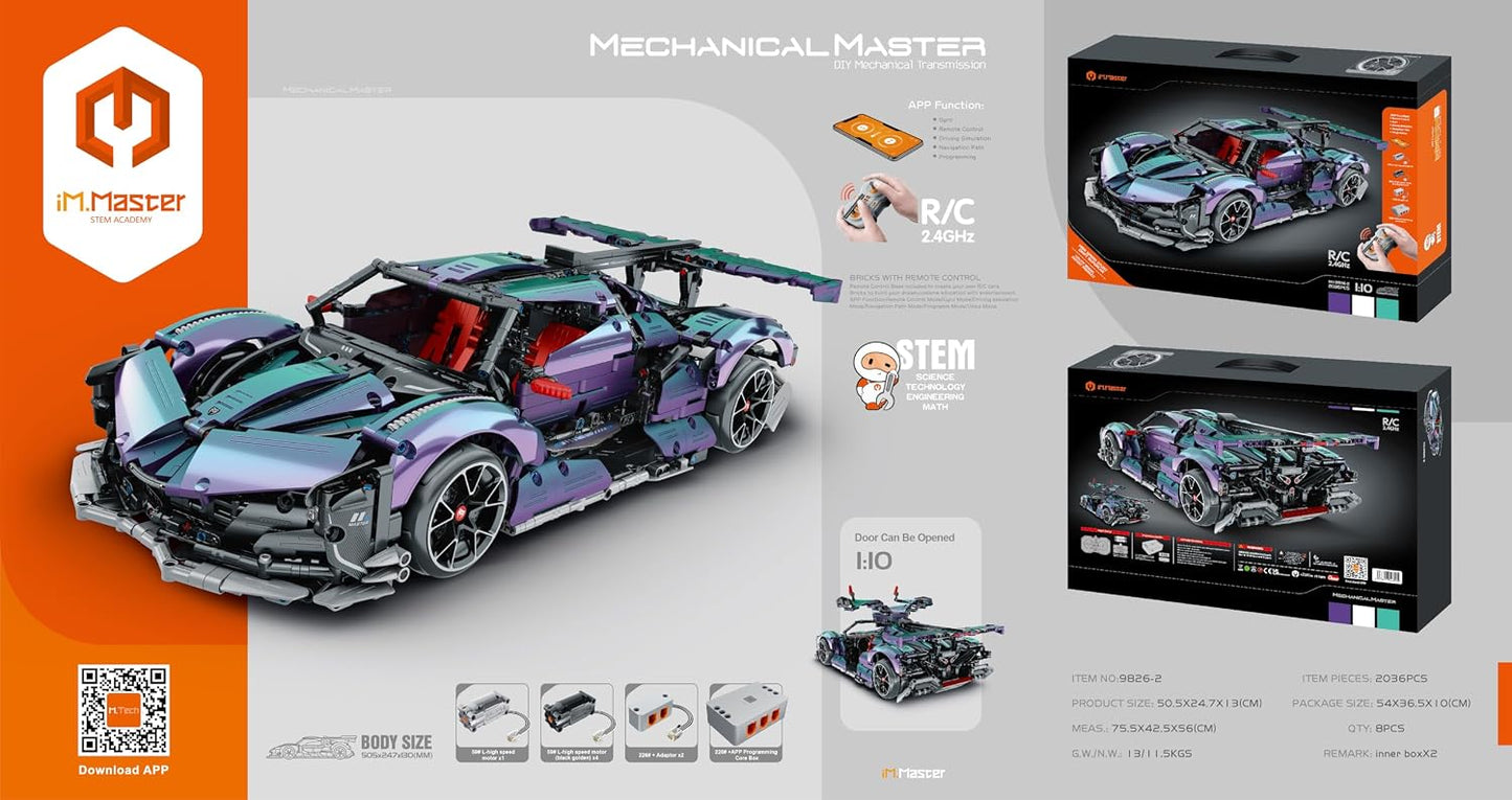iM Master 1:10 Chameleon Drift Supercar Building Kit – 2,036 Pcs