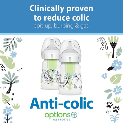 Dr. Brown's Wide Neck Anti Colic Options+ Baby Bottle (150ml, Jungle) - Pack of 2