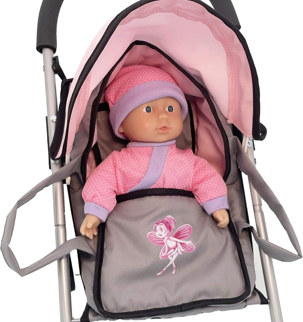 Dimian Bambolina Doll Buggy Set with 29cm Soft Doll & Carrier Cot