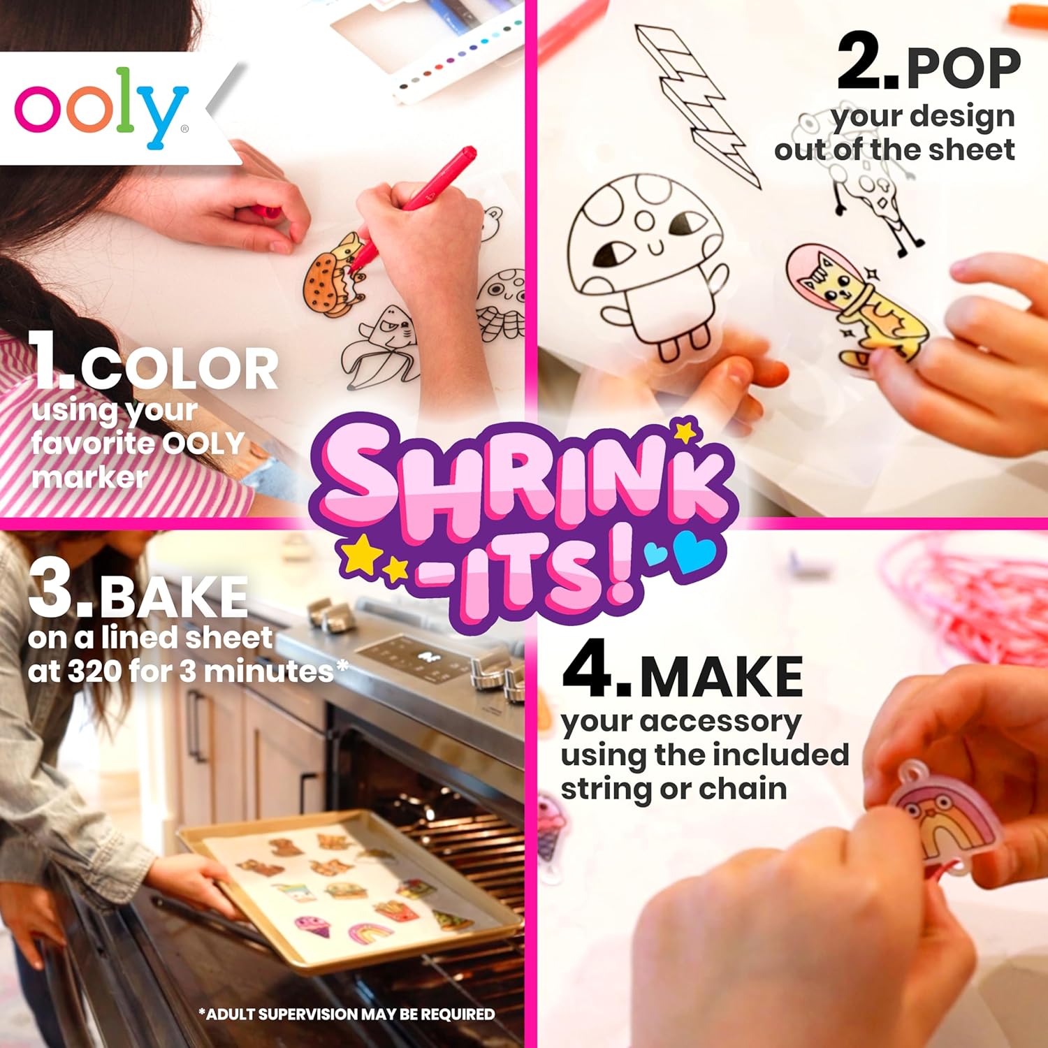 Ooly Shrink-Its! DIY Shrinking Art Kit That Creates Charms and Tags