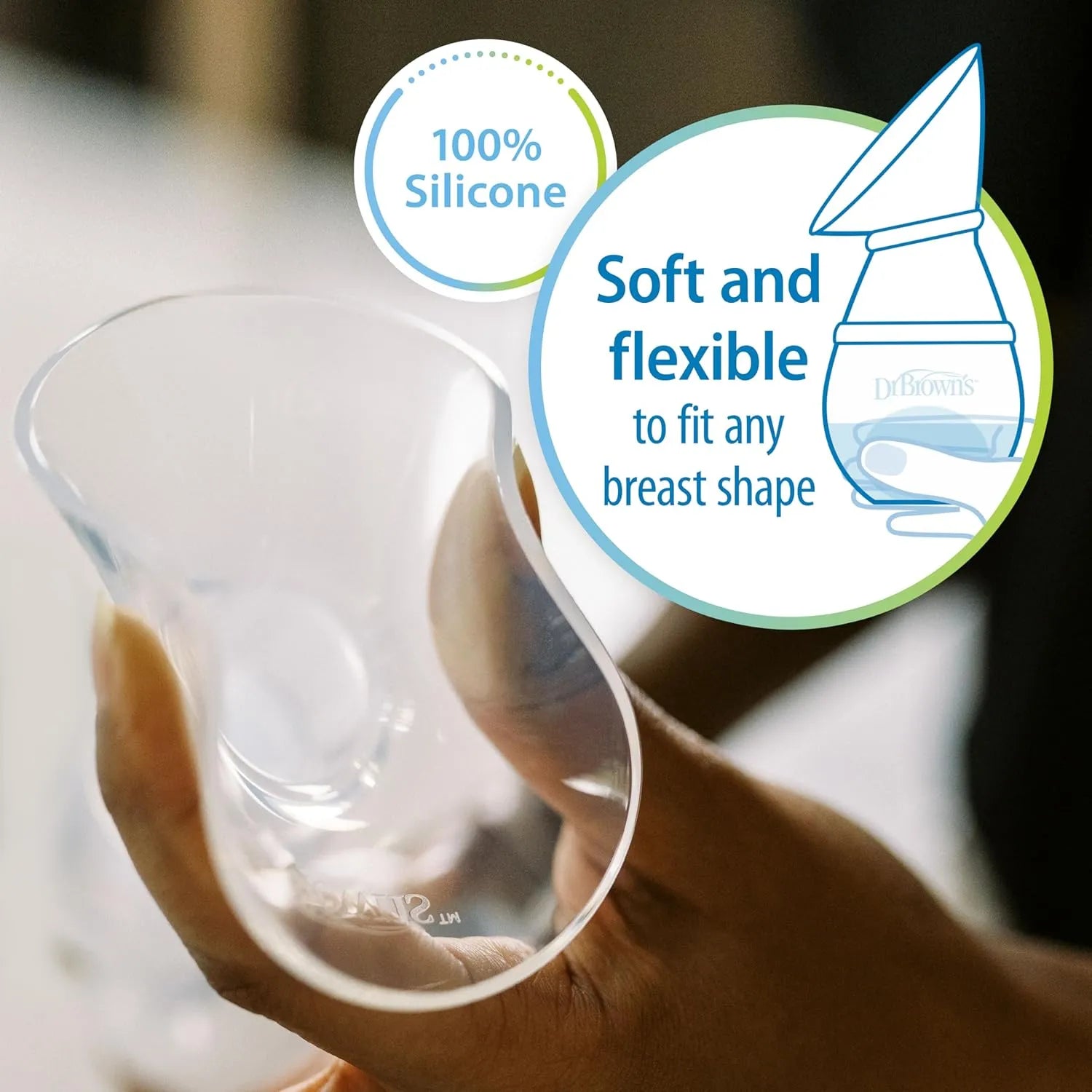 Dr. Brown's Silicone One-Piece Breast Pump, Hands-Free Breast Milk Collector with Anti-Colic Options+ Baby Bottle