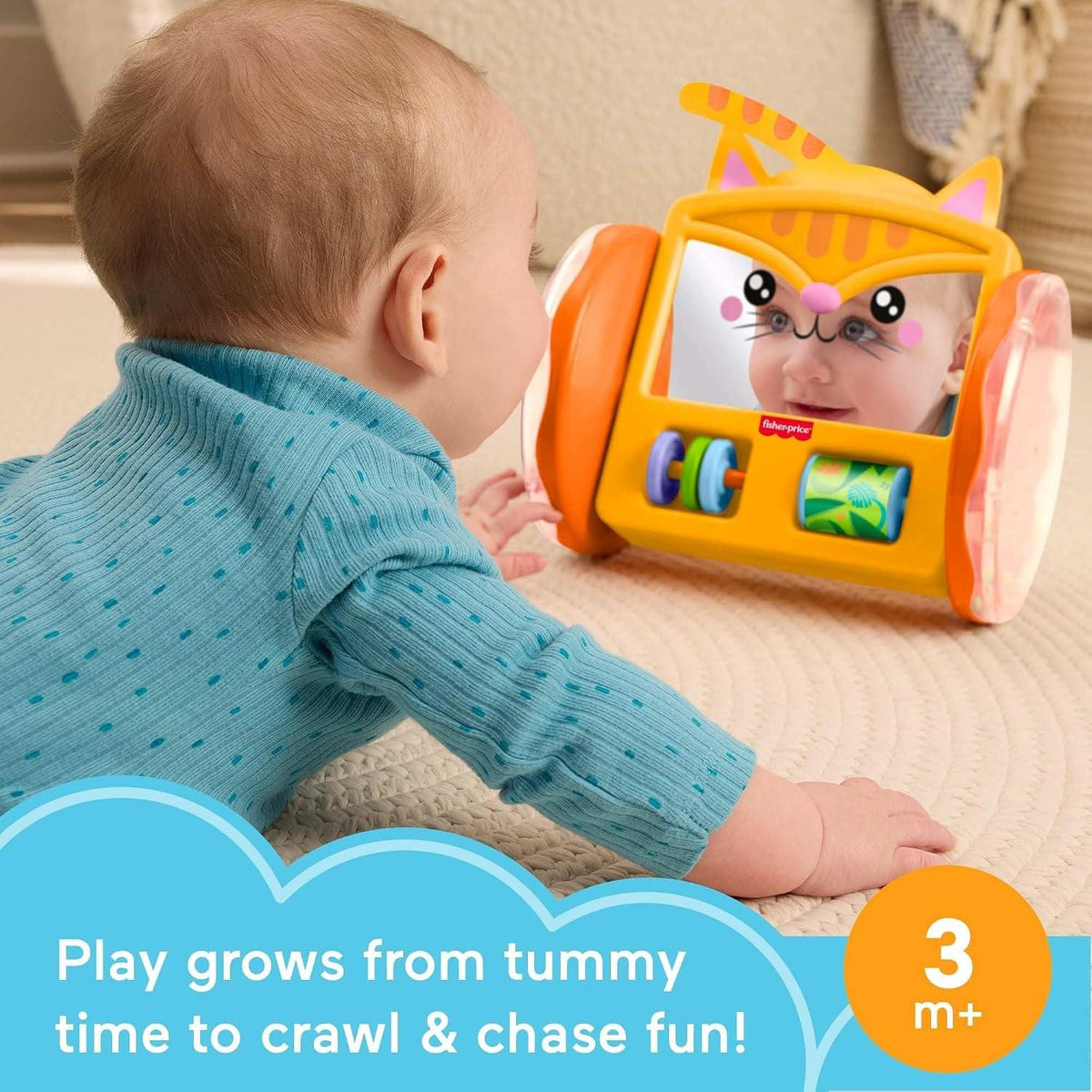 Fisher-Price Crawl-After Kitty Mirror Baby Activity Toy