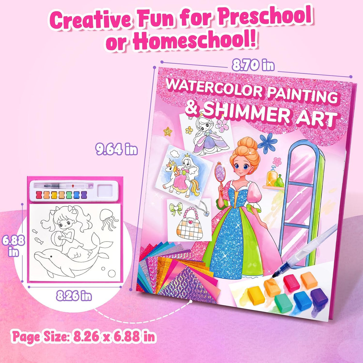 JoyCat Paint with Water Coloring Book & Shimmer Art – Magical Pony