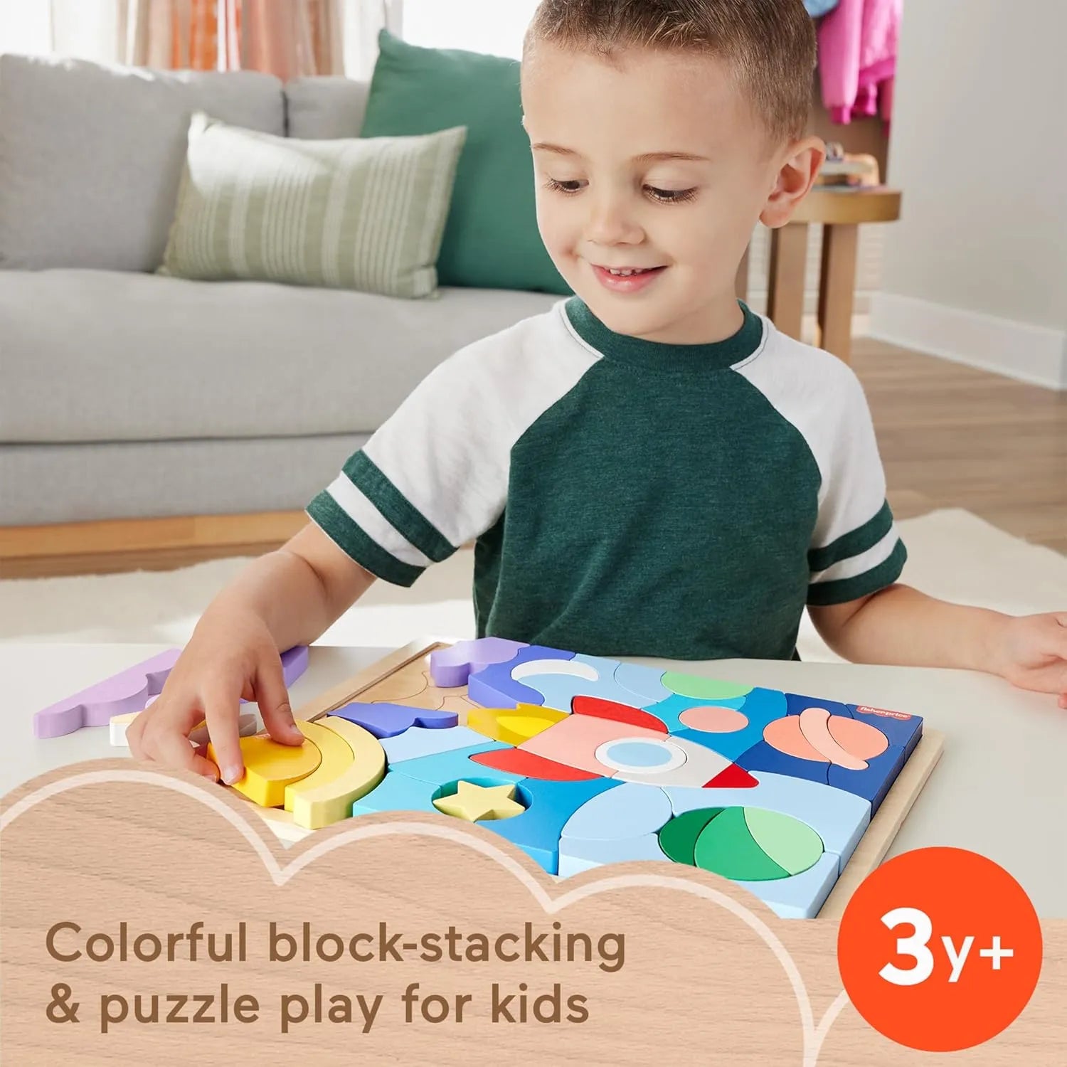 Fisher Price Wooden Space Puzzle Blocks
