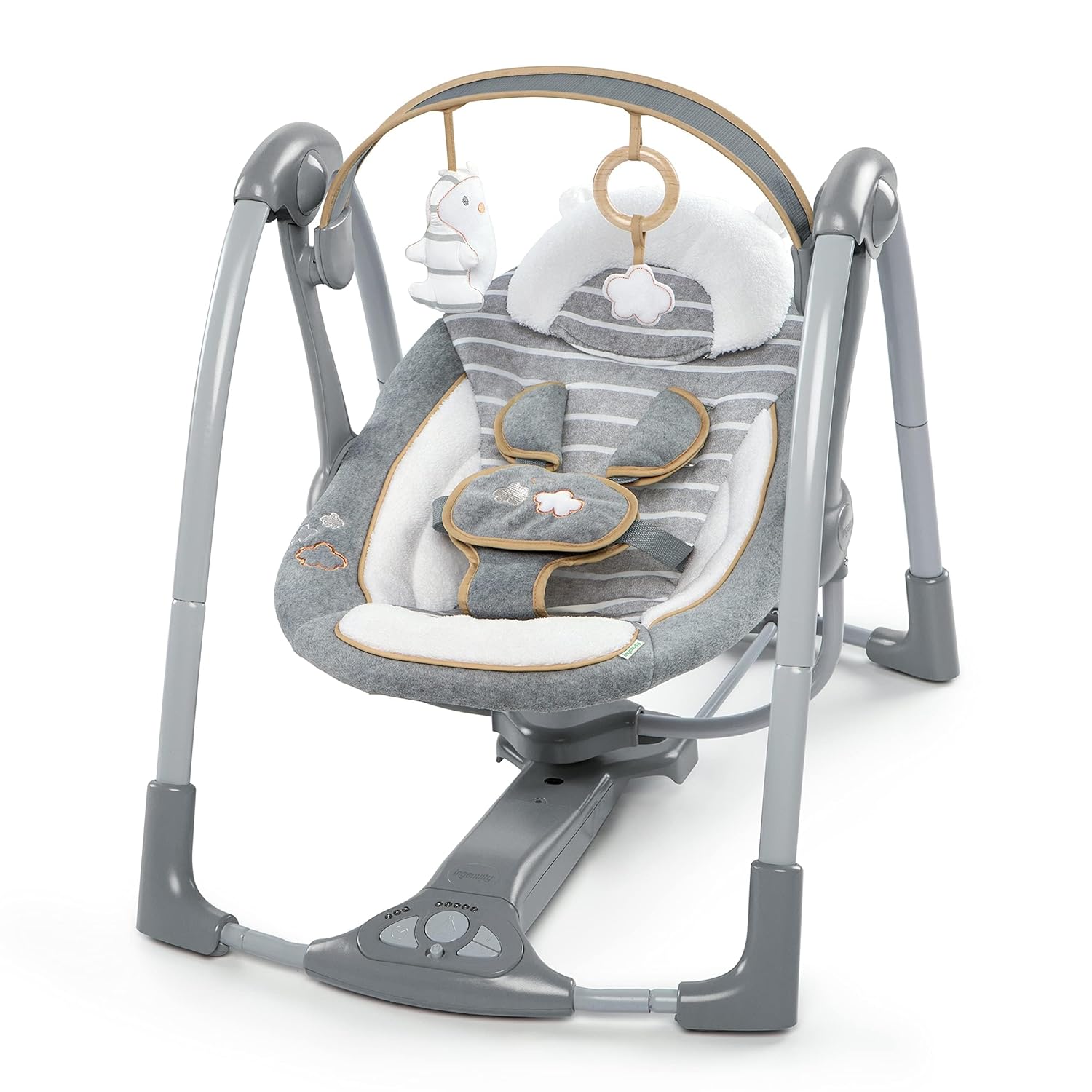 Ingenuity Swing 'n Go Deluxe 5-Speed Baby Portable Swing, Bella Teddy