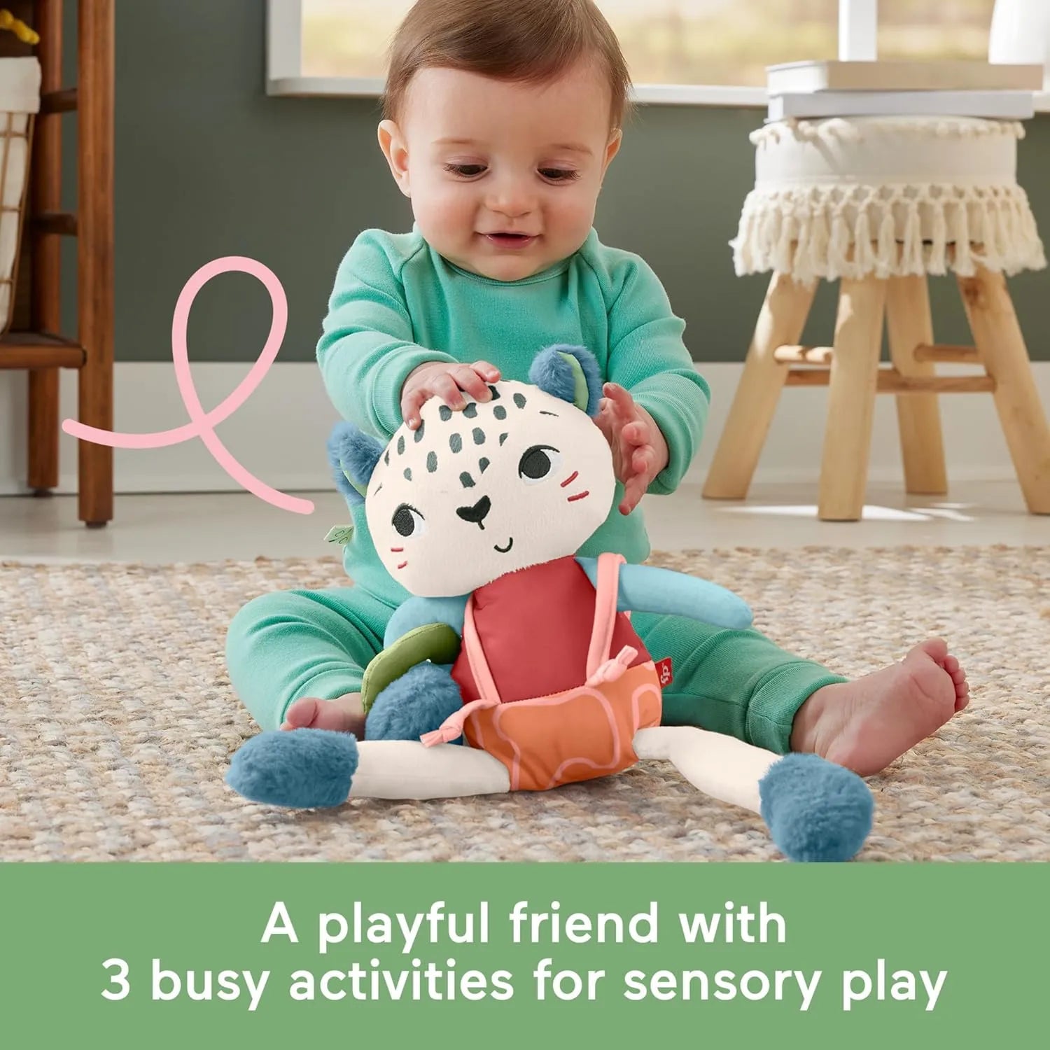 Fisher Price Planet Friends Spotting Fun Snow Leopard Baby Sensory Toy