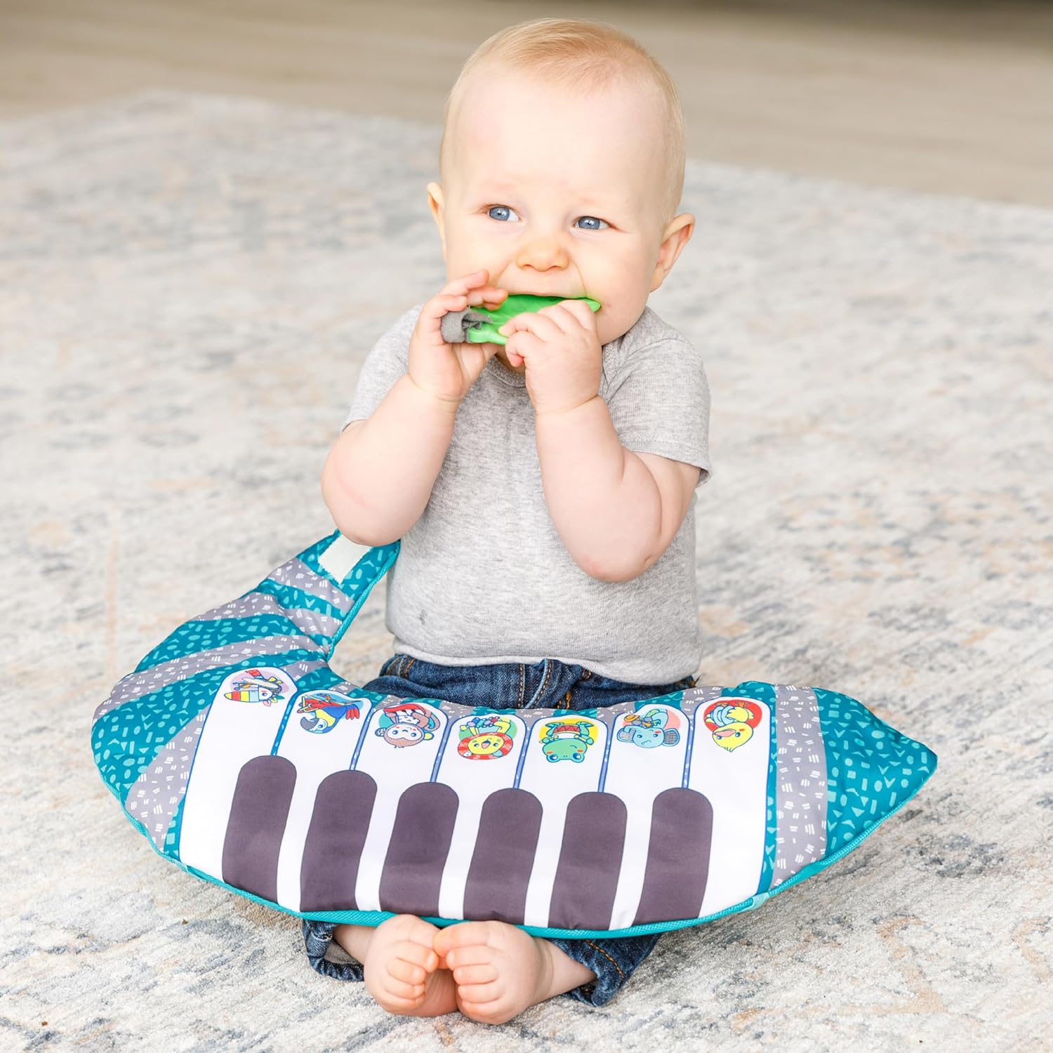 Infantino Grow with Me 3-in-1 Tummy Time Piano - 35 Sensory Stimulating Sounds, 3 Ways to Play, Tiny to Toddler, Attaches to Cribs, Tummy-Time