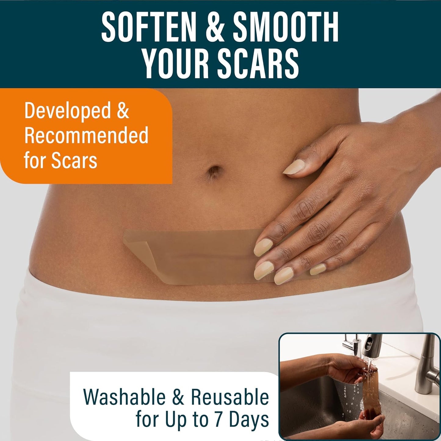 Nuvadermis Silicone Scar Sheets - Extra Long Scar Sheets for C-Section, Tummy Tuck, Keloid, and Surgical Scars - Reusable Medical Grade Silicone Scar Sheets - Pack of 4