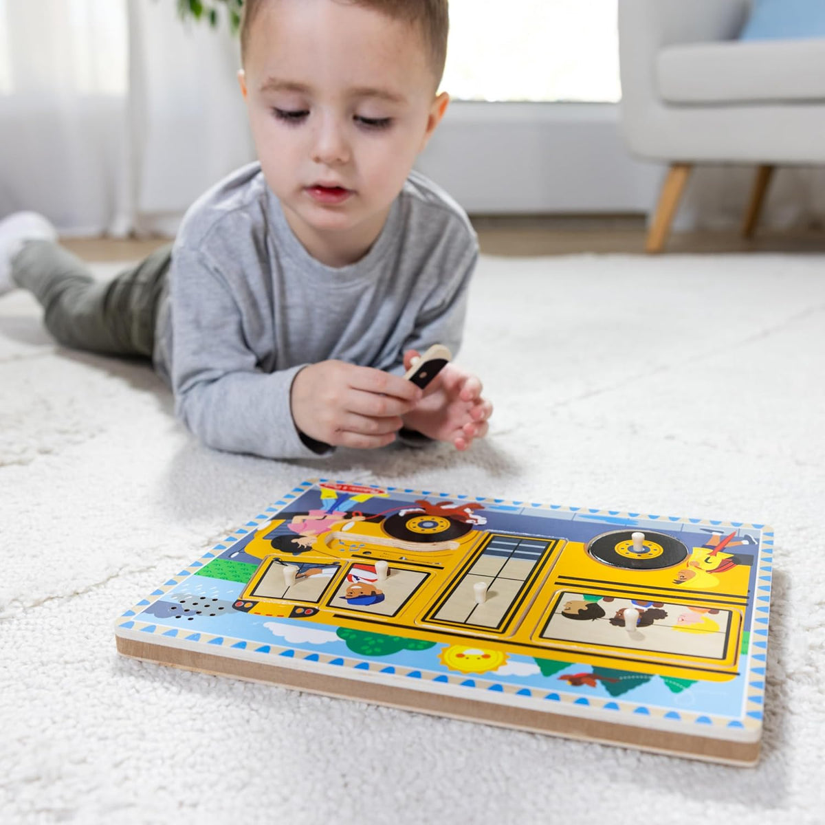 Melissa & Doug - The Wheels on the Bus Sound Puzzle - 6 Pcs - Multicolor