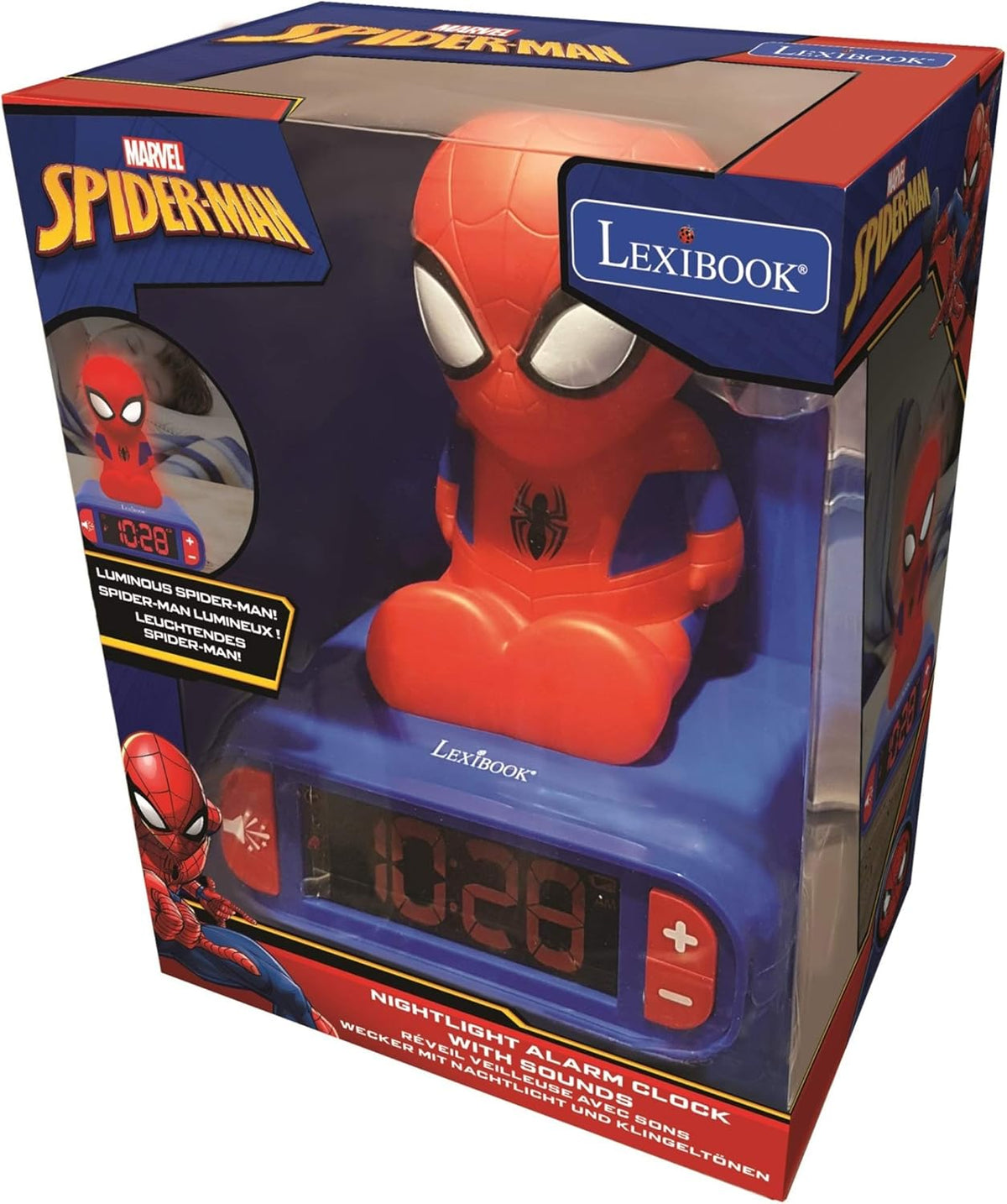 LEXiBOOK 3D Marvel Spider-Man Digital Alarm Clock with Night Light
