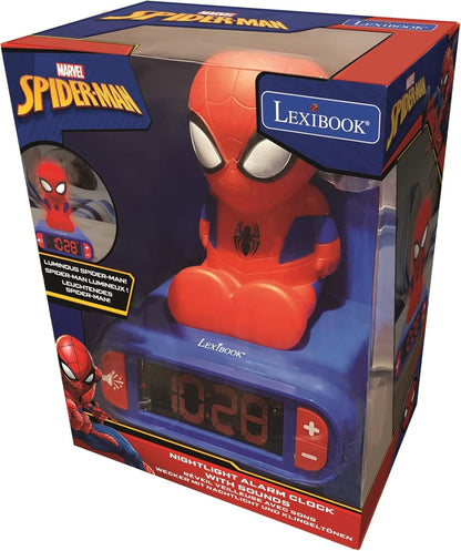 LEXiBOOK 3D Marvel Spider-Man Digital Alarm Clock with Night Light