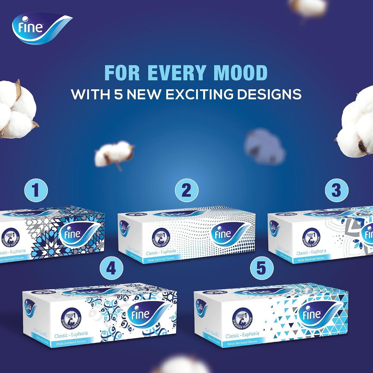 Fine Facial Tissues Classic (150 Sheets) - Pack of 5 Boxes