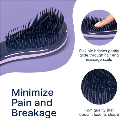 Glide Thru Detangling Brush for Kids & Adults - For Natural, Curly, Straight, Wet or Dry Hair, Purple