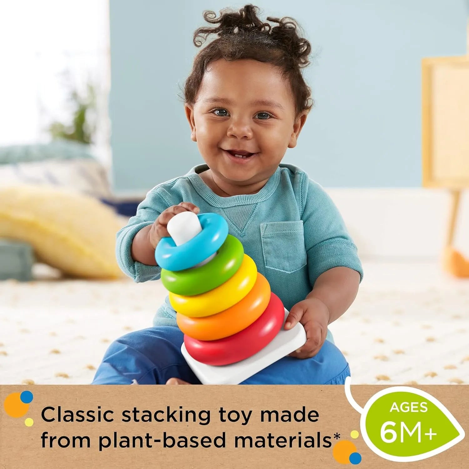 Fisher Price Baby Stacking Toy Rock-A-Stack Rings with Roly-Poly Base