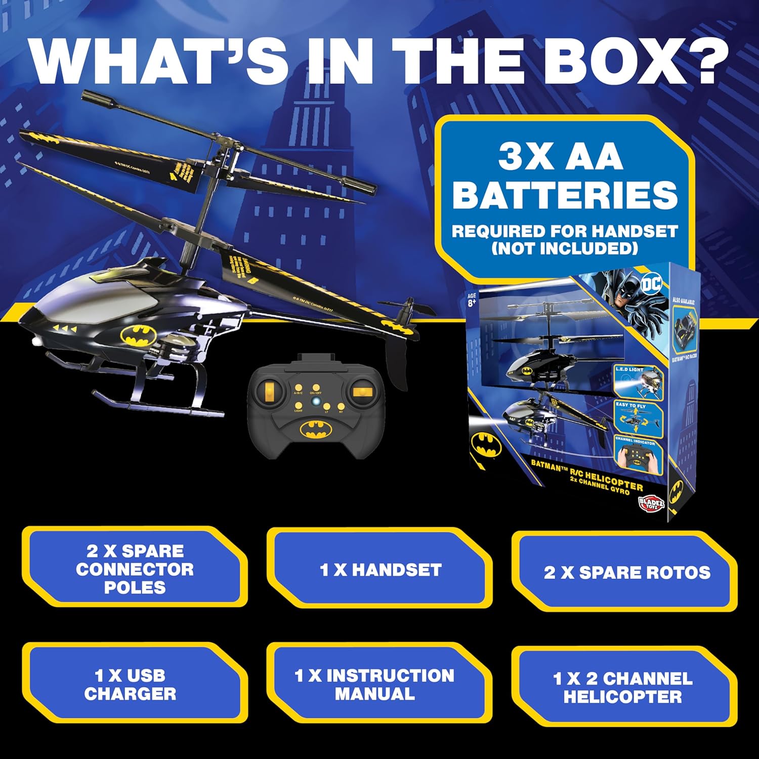 Bladez Toys Batman R/C Helicopter 2 Channel Gyro Batman Helicopter