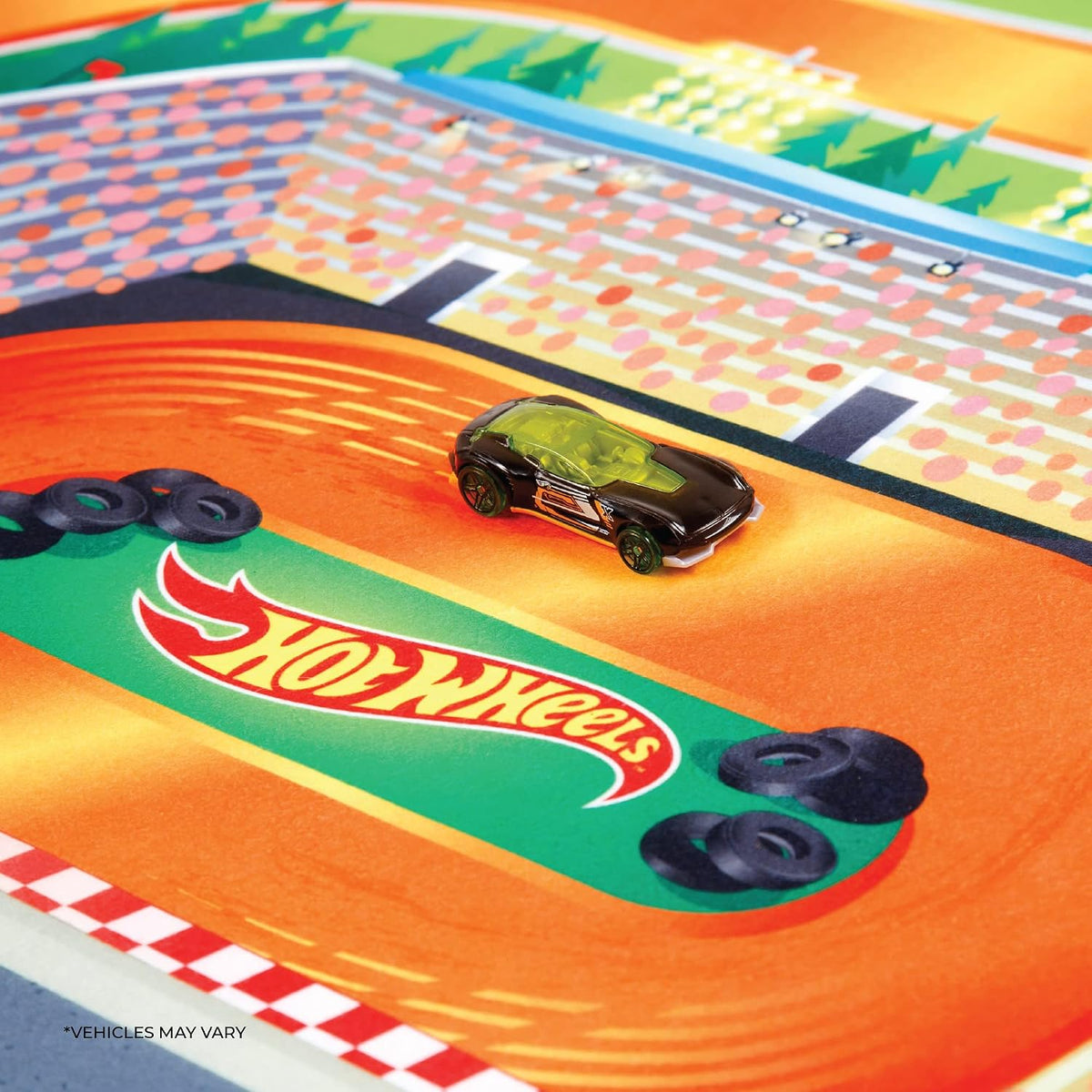 Hot Wheels - Felt Imaginmat Mega Racing Playmat with Toy Car & Stickers
