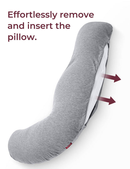 Momcozy J Shaped Pregnancy Pillow Cover (Grey)