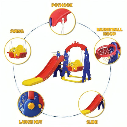 Little Angel Kids Slide & Swing 3-in-1 Activity Playset (Colorful).