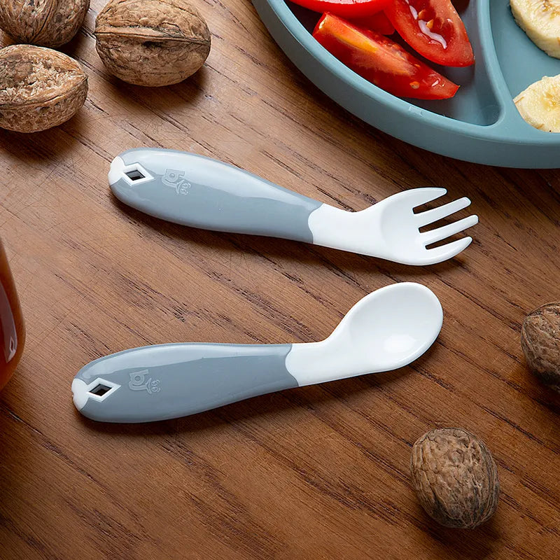 Babyjem Plastic Angled  Fork & Spoon Set (6 Months+)