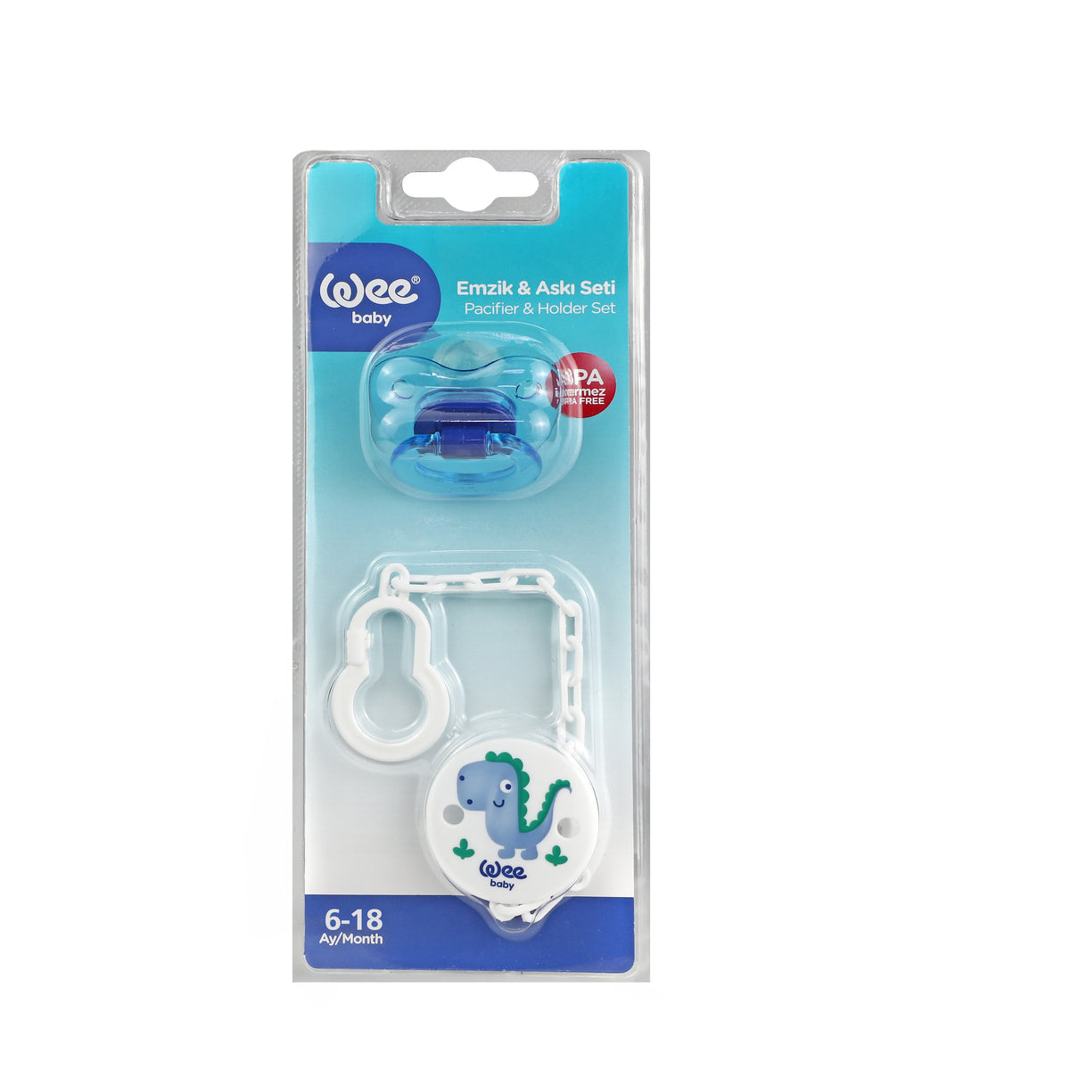 Wee Baby Soother & Soother Chain Set (6-18m).