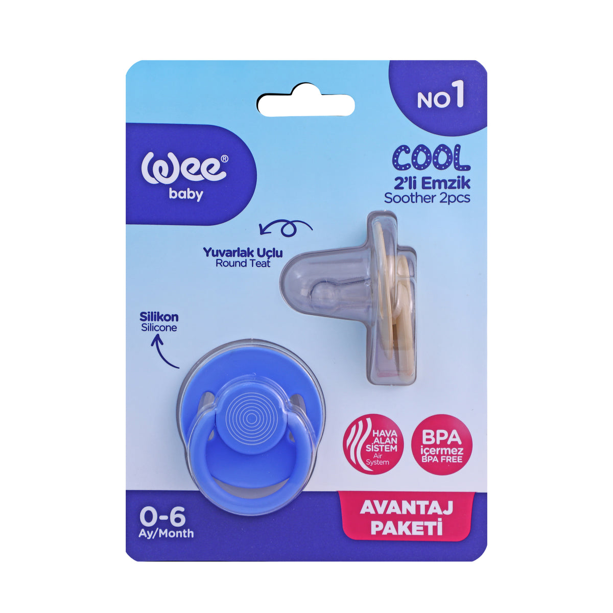 Wee Baby Cool Round Teat Soother (0-6m) - Pack of 2