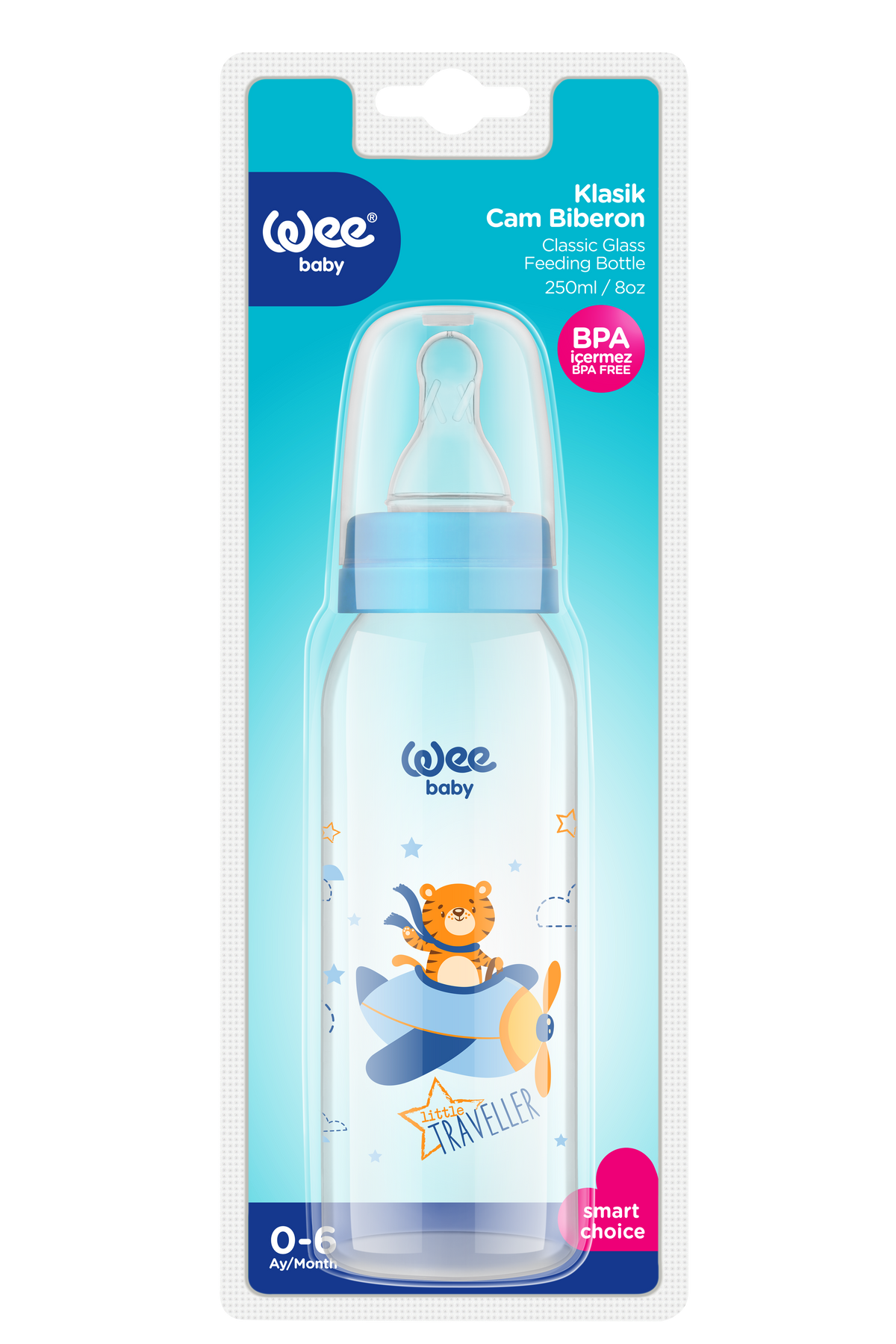 Wee Baby Glass Feeding Bottle (250ml)