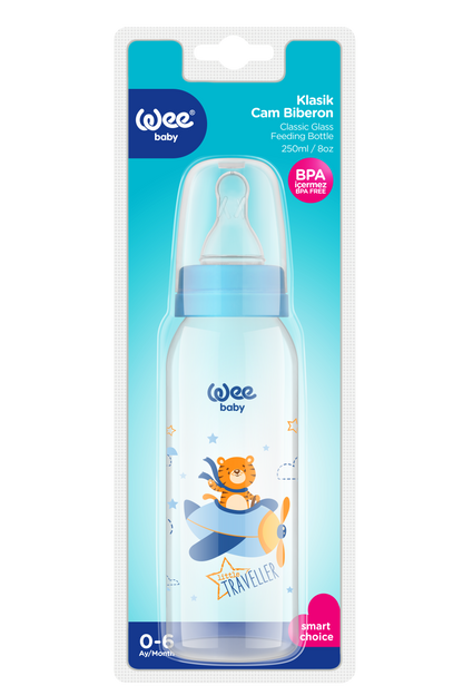 Wee Baby Glass Feeding Bottle (250ml)
