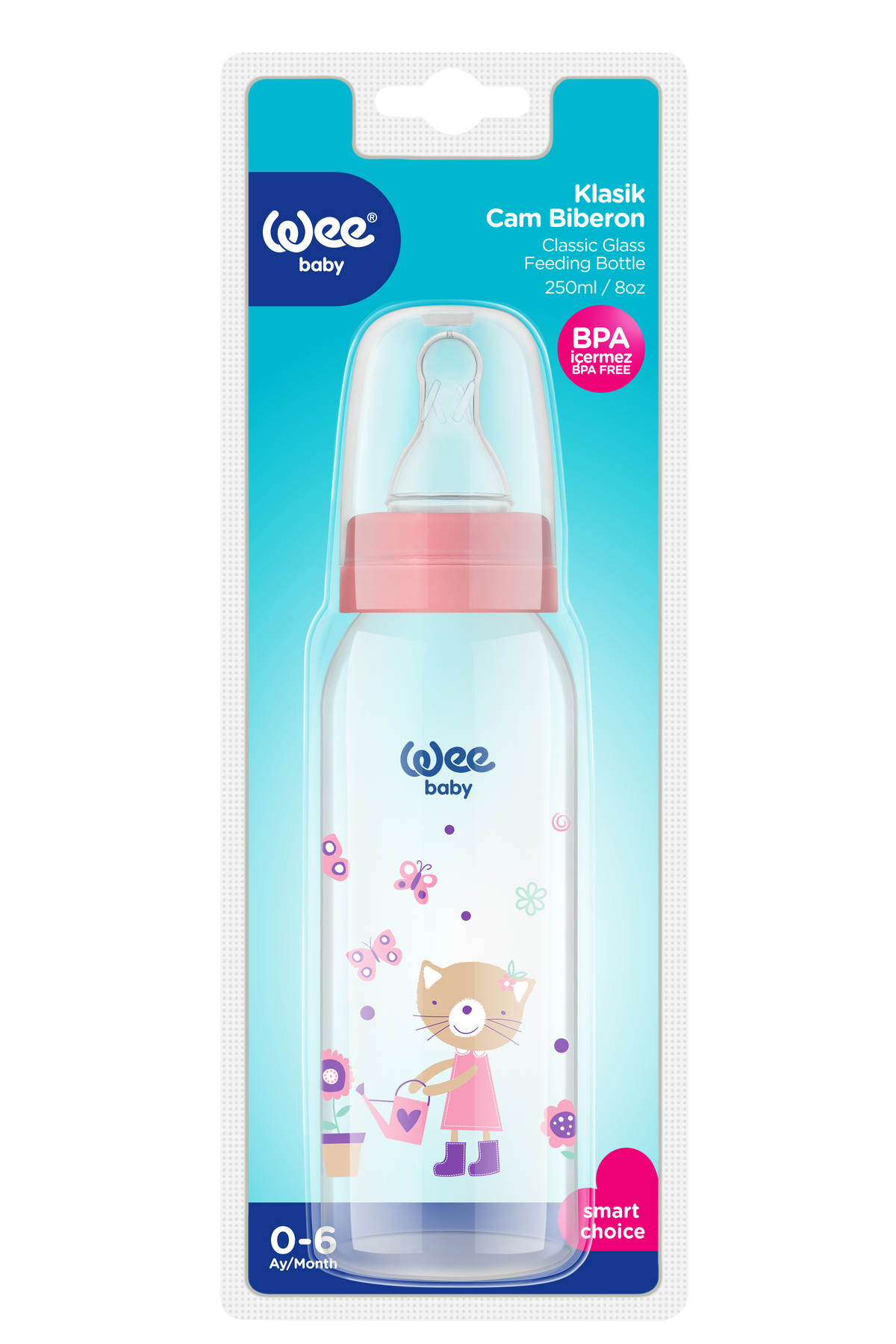 Wee Baby Glass Feeding Bottle (250ml)