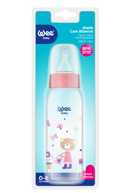 Wee Baby Glass Feeding Bottle (250ml)