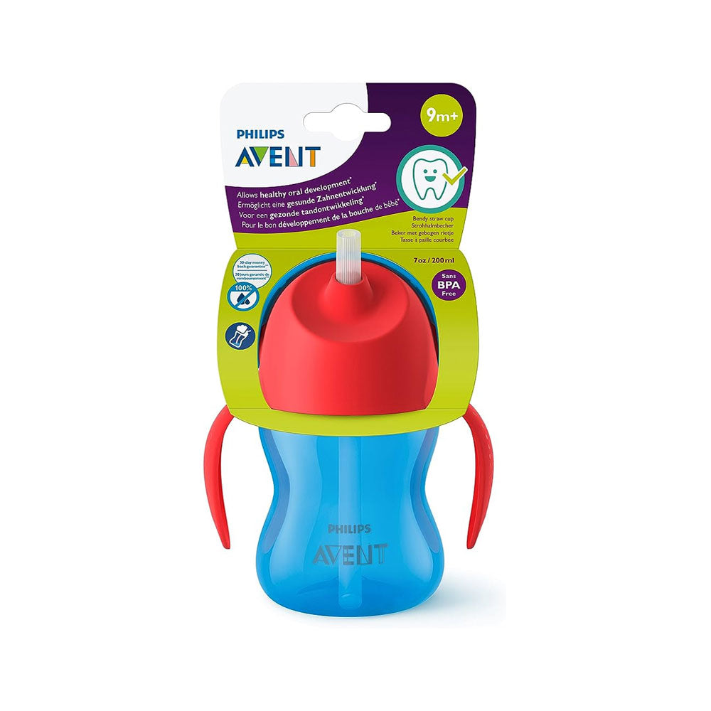 Avent Cup With Straw - 200 ml - Red & Blue