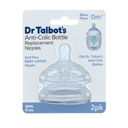 Dr. Talbot's Soft Flex Easy Latch Bottle Feeding Nipples (Slow Flow) - Pack of 2