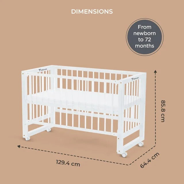 Teknum Prism 4-in-1 Convertible Crib with Mattress – White