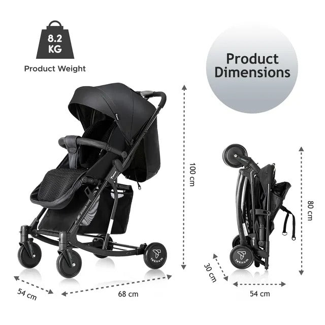 Teknum Stroller with Rocker & Blue Diaper Tote Bag – Black.