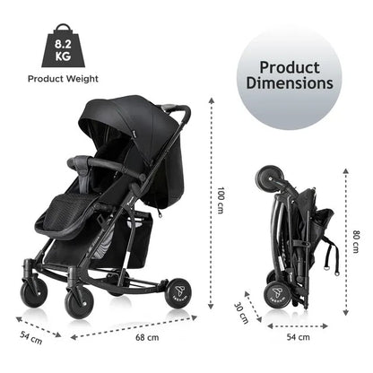 Teknum Stroller with Rocker & Blue Diaper Tote Bag – Black.