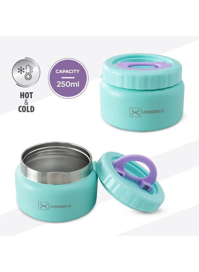 Hydrobrew Mega Flex Bento Lunch Box (1864ml) Leakproof Lunch Container With Integrated (250ml) l Insulated Food Jar