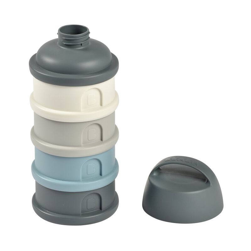 Beaba Formula Milk Container, Mineral Grey / Blue, 4 Compartments