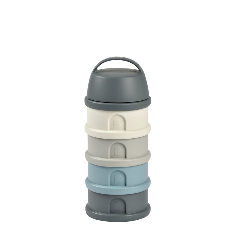 Beaba Formula Milk Container, Mineral Grey / Blue, 4 Compartments