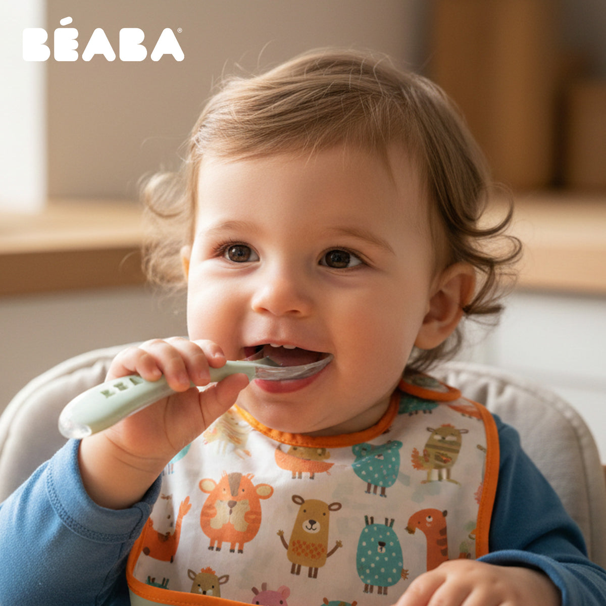 Beaba 2nd Age Silicone Spoon (Misty Green)